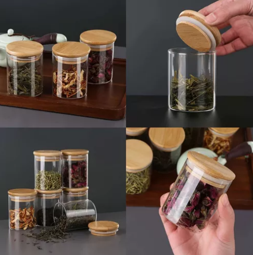Pote de Vidro 140ml Hermético Tampa De Bambu + BRINDE