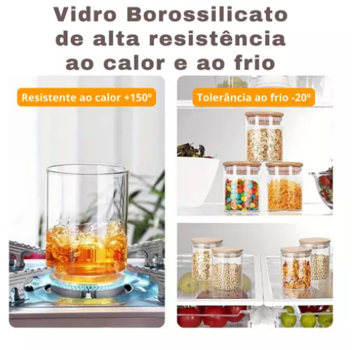 Pote de Vidro 140ml Hermético Tampa De Bambu + BRINDE