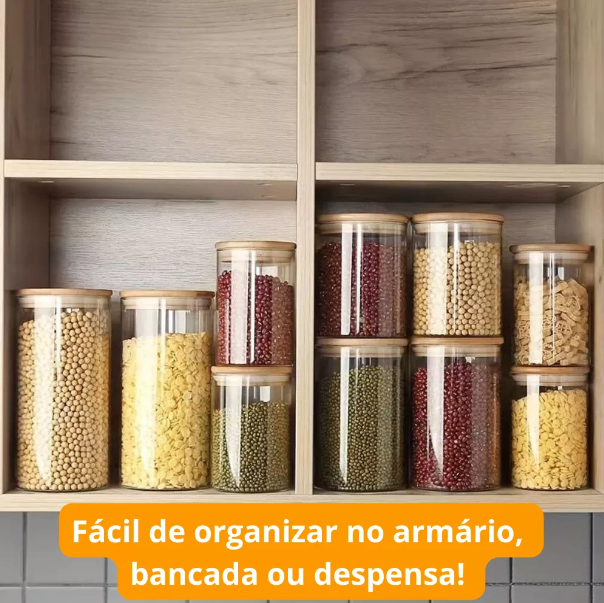 Pote de Vidro 140ml Hermético Tampa De Bambu + BRINDE