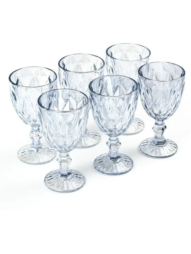 Conjunto de 6 Copos de vidro Diamond Bico de Jaca - Transparente