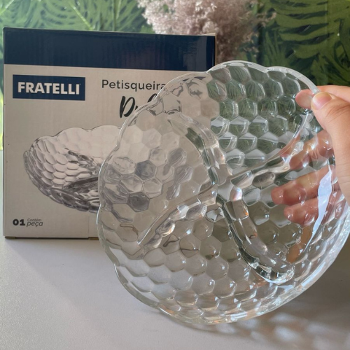 Petisqueira de Vidro  c/ 04 Divisórias - 18cm - Fratelli