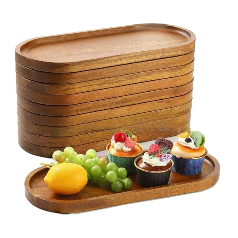 Bandeja Oval Maciça de Bambu