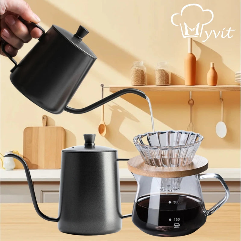 Cafeteira e Chaleira Pescoço de Ganso Preta Aço Inoxidável - 250ml e 350ml