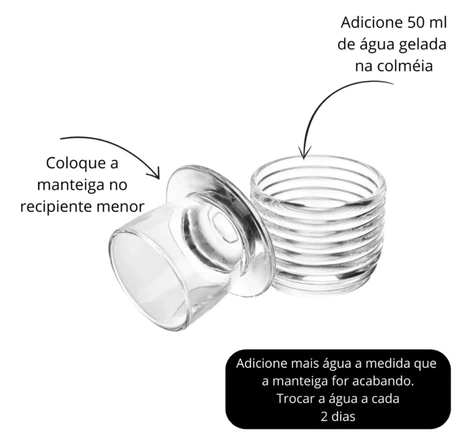 Manteigueira Francesa de Vidro Colméia-Lyor