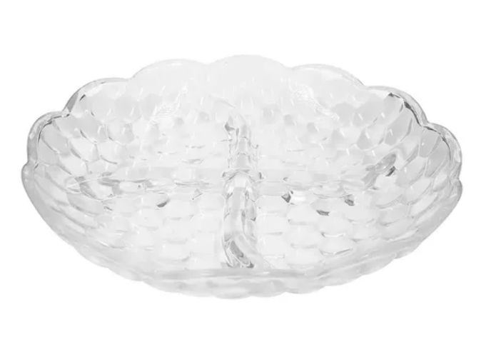Petisqueira de Vidro  c/ 04 Divisórias - 18cm - Fratelli