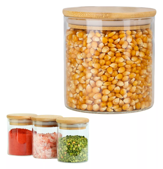 Pote de Vidro 750ml Hermético Tampa De Bambu + BRINDE