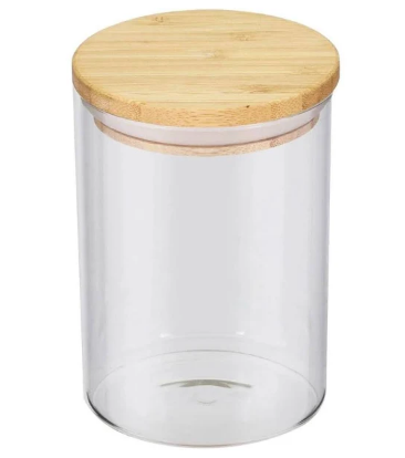 Pote de Vidro 750ml Hermético Tampa De Bambu + BRINDE