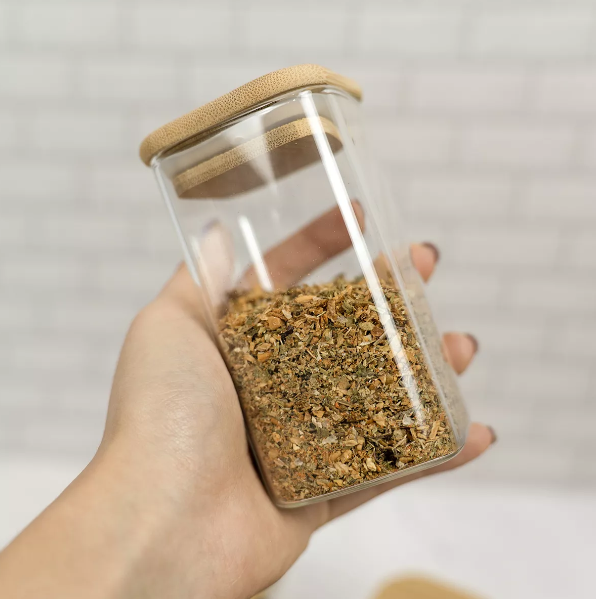 Pote de Vidro 350ml Hermético Tampa De Bambu + BRINDE