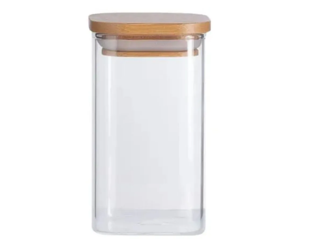 Pote de Vidro 800ml Hermético 800ml Tampa De Bambu + BRINDE